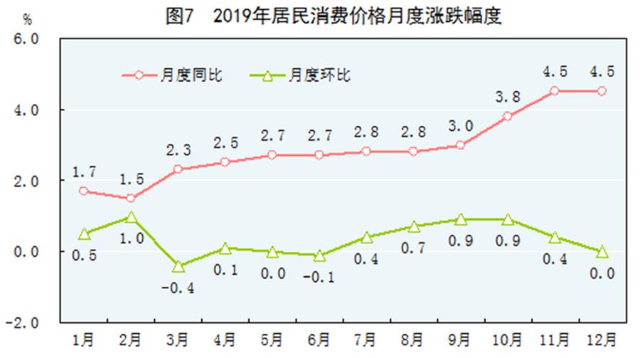 （圖表）［2019年統(tǒng)計公報］圖7 2019年居民消費價格月度漲跌幅度