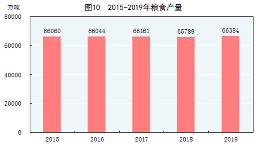 （圖表）［2019年統(tǒng)計公報］圖10 2015-2019年糧食產(chǎn)量