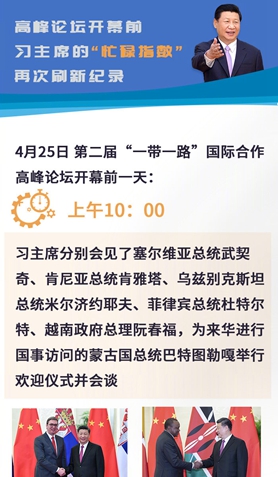 高峰論壇開幕前，習主席的“忙碌指數”再次刷新紀錄